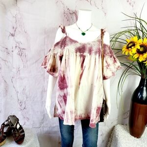 Easel Women's Tie-Dye Off-Shoulder Top